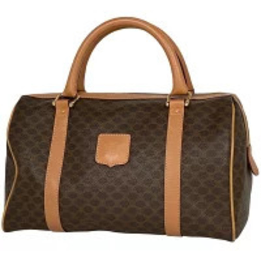 Celine Macadam Handbag Boston Canvas Brown